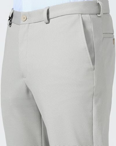 Blackberrys Men's Beige Polyester Blend Self-Design Slim Fit Formal Trousers