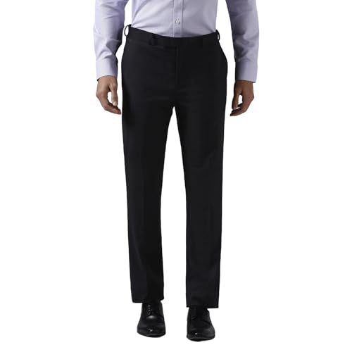 Blackberrys Men's Black Slim Fit Solid Formal Trousers