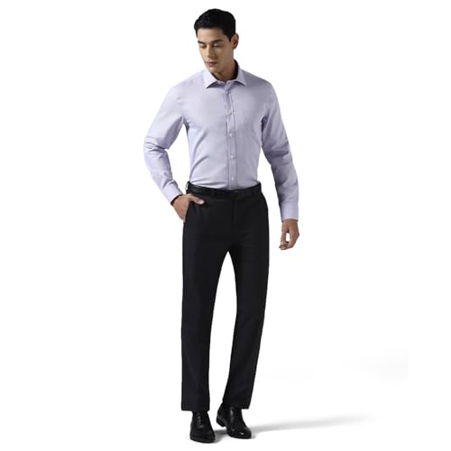 Blackberrys Men's Black Slim Fit Solid Formal Trousers