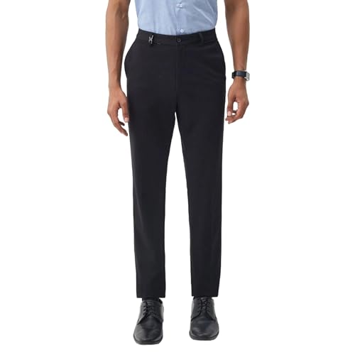 Blackberrys Men's Solid Black Slim-Fit Trousers |Office Wear & Casual Wear