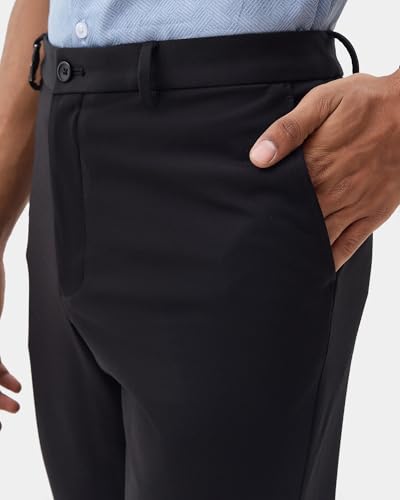 Blackberrys Men's Solid Black Slim-Fit Trousers |Office Wear & Casual Wear