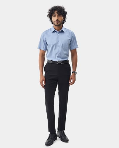 Blackberrys Men's Solid Black Slim-Fit Trousers |Office Wear & Casual Wear