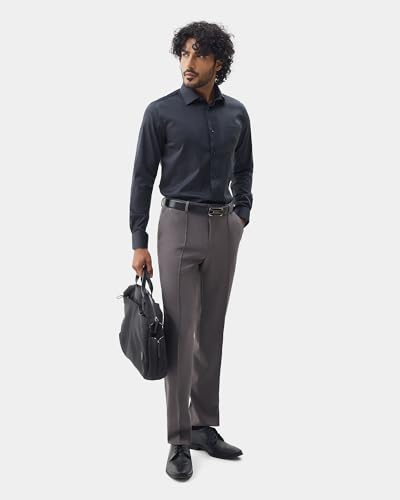 Blackberrys Men's Solid Dark Grey Slim-Fit Shirts |Formal Wear