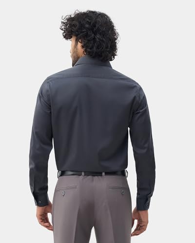 Blackberrys Men's Solid Dark Grey Slim-Fit Shirts |Formal Wear