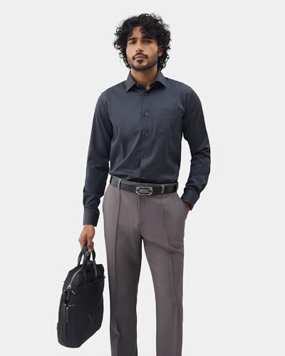 Blackberrys Men's Solid Dark Grey Slim-Fit Shirts |Formal Wear