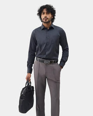 Blackberrys Men's Solid Dark Grey Slim-Fit Shirts |Formal Wear
