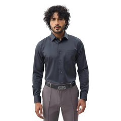 Blackberrys Men's Solid Dark Grey Slim-Fit Shirts |Formal Wear