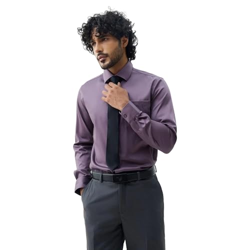 Blackberrys Men's Solid Plum Slim-Fit Shirts |Formal Wear