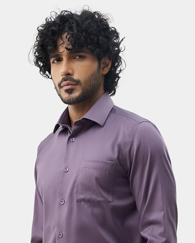 Blackberrys Men's Solid Plum Slim-Fit Shirts |Formal Wear