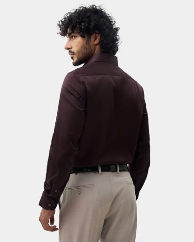 Blackberrys Men's Solid Wine Slim-Fit Shirts |Formal Wear