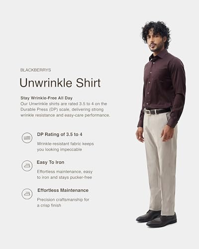 Blackberrys Men's Solid Wine Slim-Fit Shirts |Formal Wear