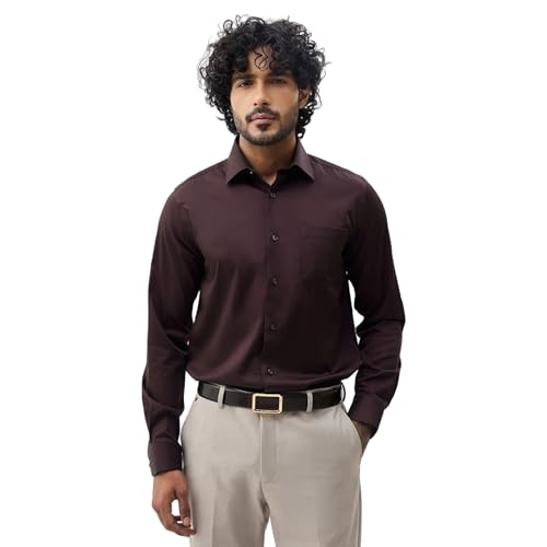 Blackberrys Men's Solid Wine Slim-Fit Shirts |Formal Wear