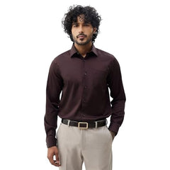Blackberrys Men's Solid Wine Slim-Fit Shirts |Formal Wear