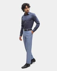 Blackberrys Men's Greyish-Blue Solid Regular-Fit Shirts |Office Wear