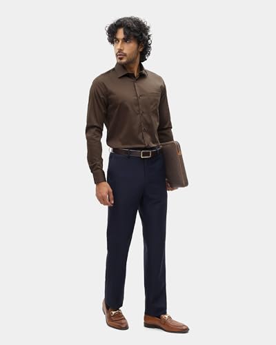 Blackberrys Men's Brown Solid Regular-Fit Shirts |Office Wear