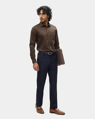 Blackberrys Men's Brown Solid Regular-Fit Shirts |Office Wear