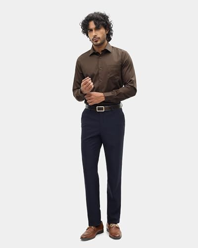 Blackberrys Men's Brown Solid Regular-Fit Shirts |Office Wear