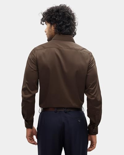Blackberrys Men's Brown Solid Regular-Fit Shirts |Office Wear