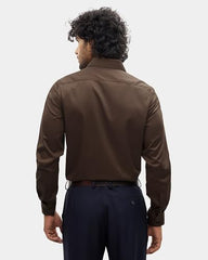 Blackberrys Men's Brown Solid Regular-Fit Shirts |Office Wear