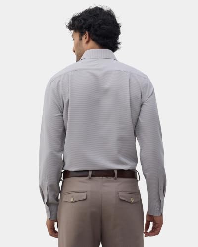 Blackberrys Men Textured Classic Fit Formal Shirt | Premium Dobby Fabric | Wrinkle Free & Easy to Iron | Brown
