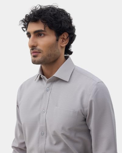 Blackberrys Men Textured Classic Fit Formal Shirt | Premium Dobby Fabric | Wrinkle Free & Easy to Iron | Brown
