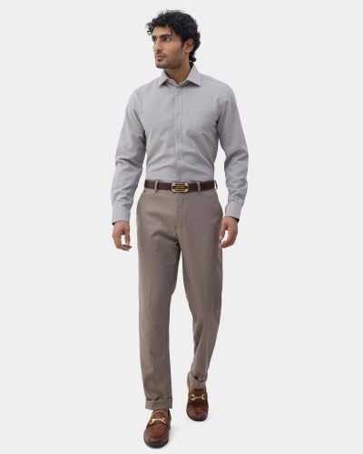 Blackberrys Men Textured Classic Fit Formal Shirt | Premium Dobby Fabric | Wrinkle Free & Easy to Iron | Brown