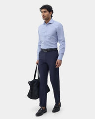 Blackberrys Men Textured Classic Fit Formal Shirt | Premium Dobby Fabric | Wrinkle Free & Easy to Iron | Blue