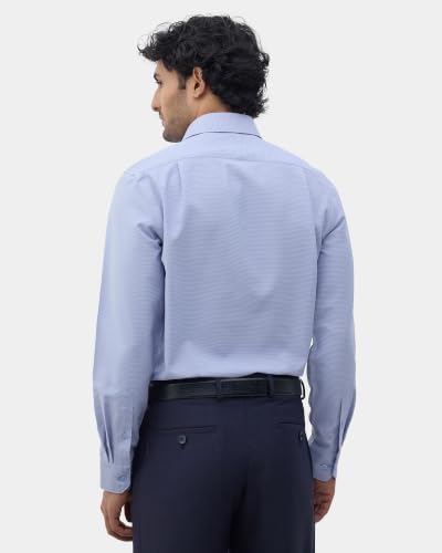 Blackberrys Men Textured Classic Fit Formal Shirt | Premium Dobby Fabric | Wrinkle Free & Easy to Iron | Blue