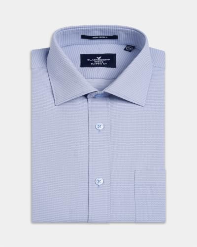 Blackberrys Men Textured Classic Fit Formal Shirt | Premium Dobby Fabric | Wrinkle Free & Easy to Iron | Blue