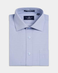 Blackberrys Men Textured Classic Fit Formal Shirt | Premium Dobby Fabric | Wrinkle Free & Easy to Iron | Blue