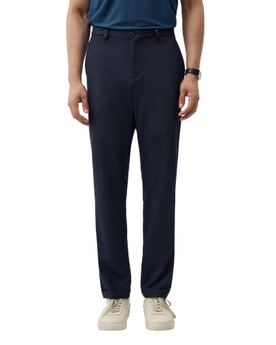 Blackberrys Men Textured Super Slim Fit Formal Trouser | Polyester Blend | Wrinkle Resist & Smart Dry | Navy