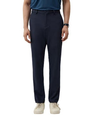 Blackberrys Men Textured Super Slim Fit Formal Trouser | Polyester Blend | Wrinkle Resist & Smart Dry | Navy