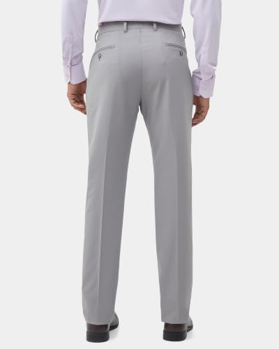 Blackberrys Men Textured Super Slim Fit Formal Trouser | Viscose Rayon Blend | Clean Front & Cross Pocket | Grey
