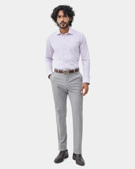 Blackberrys Men Textured Super Slim Fit Formal Trouser | Viscose Rayon Blend | Clean Front & Cross Pocket | Grey
