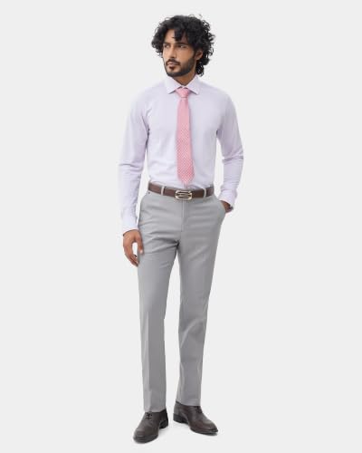 Blackberrys Men Textured Super Slim Fit Formal Trouser | Viscose Rayon Blend | Clean Front & Cross Pocket | Grey
