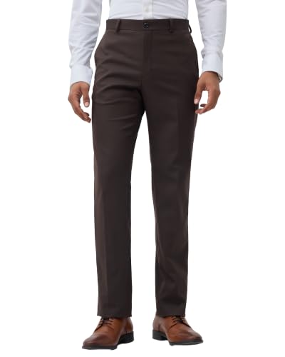 Blackberrys Men Textured Super Slim Fit Formal Trouser | Viscose Rayon Blend | Clean Front & Cross Pocket | Rust