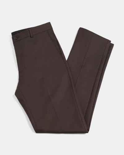 Blackberrys Men Textured Super Slim Fit Formal Trouser | Viscose Rayon Blend | Clean Front & Cross Pocket | Rust