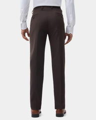 Blackberrys Men Textured Super Slim Fit Formal Trouser | Viscose Rayon Blend | Clean Front & Cross Pocket | Rust