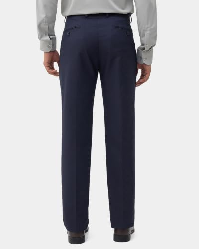 Blackberrys Men Textured Super Slim Fit Formal Trouser | Viscose Rayon Blend | Clean Front & Cross Pocket | Navy