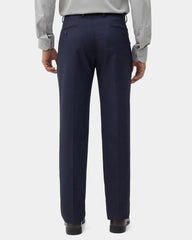 Blackberrys Men Textured Super Slim Fit Formal Trouser | Viscose Rayon Blend | Clean Front & Cross Pocket | Navy