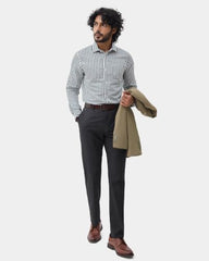 Blackberrys Men Textured Super Slim Fit Formal Trouser | Viscose Rayon Blend | Clean Front & Cross Pocket | Charcoal