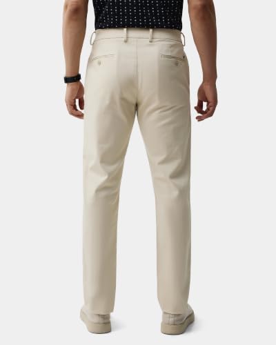 Blackberrys Men Textured Slim Fit Casual Trouser | Cotton Blend | Stretchable | Cream