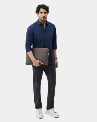Blackberrys Men Textured Slim Fit Casual Trouser | Cotton Blend | Stretchable | Charcoal