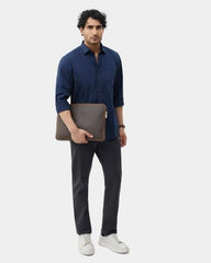 Blackberrys Men Textured Slim Fit Casual Trouser | Cotton Blend | Stretchable | Charcoal