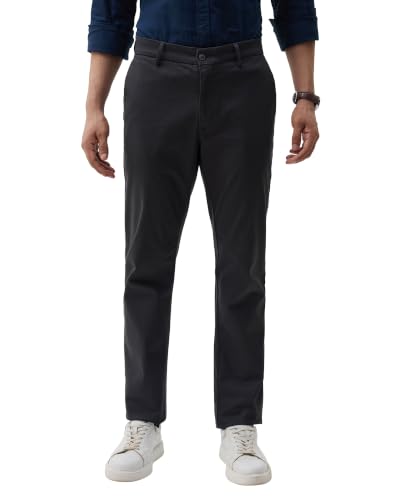 Blackberrys Men Textured Slim Fit Casual Trouser | Cotton Blend | Stretchable | Charcoal