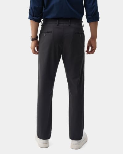 Blackberrys Men Textured Slim Fit Casual Trouser | Cotton Blend | Stretchable | Charcoal