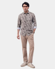 Blackberrys Men Textured Slim Fit Casual Trouser | Cotton Blend | Stretchable | Beige