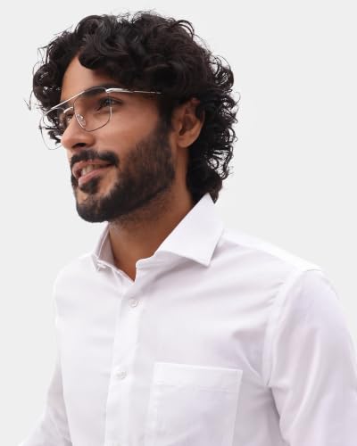 Blackberrys Men Solid Textured Slim Comfort Formal Shirt | 100% Cotton | Breathable | Chest Pocket White