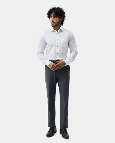 Blackberrys Men's Cotton Solid White Slim-Fit Shirts |Formal Wear