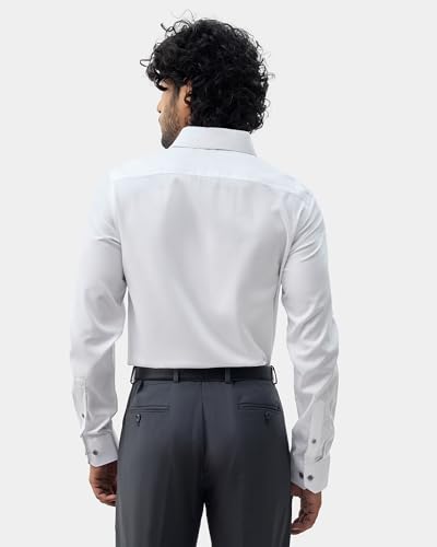 Blackberrys Men's Cotton Solid White Slim-Fit Shirts |Formal Wear